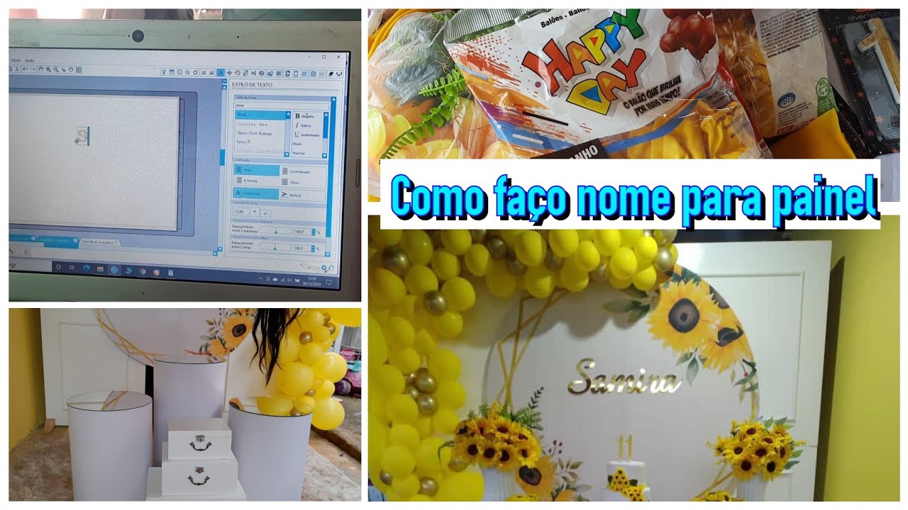 Como faço nome para colocar no painel / Montagem de festa girassol