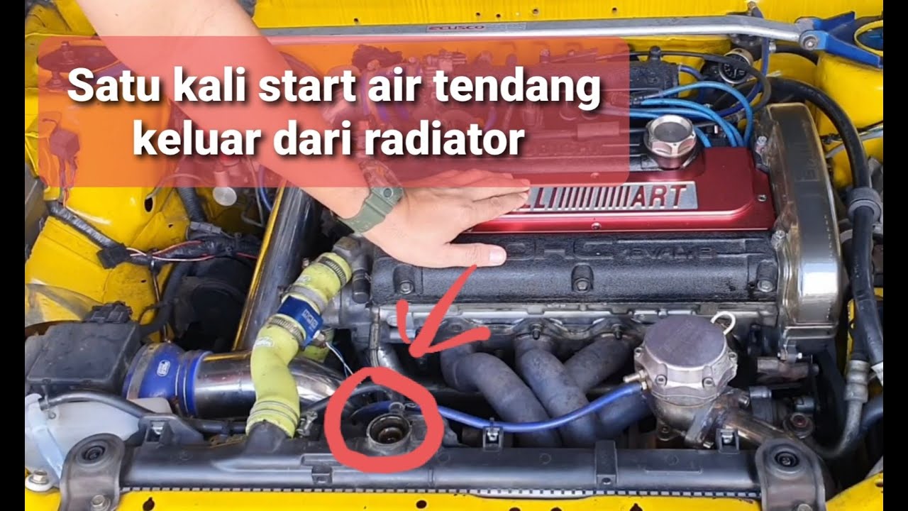 Satu kali start air tendang keluar dari radiator.