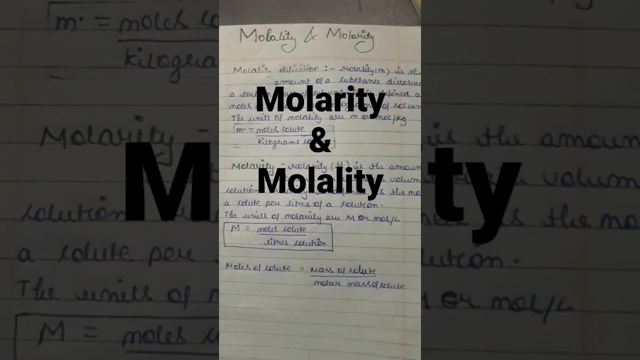 Molarity vs molality: Formula and definitions| class 11