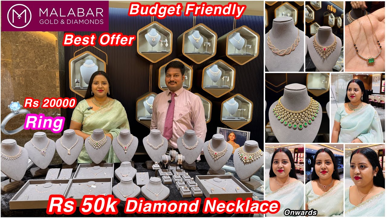 Rs 50k💎Real Diamond necklace 2025 collection withprice and weight from Malabar gold & diamons| MDF