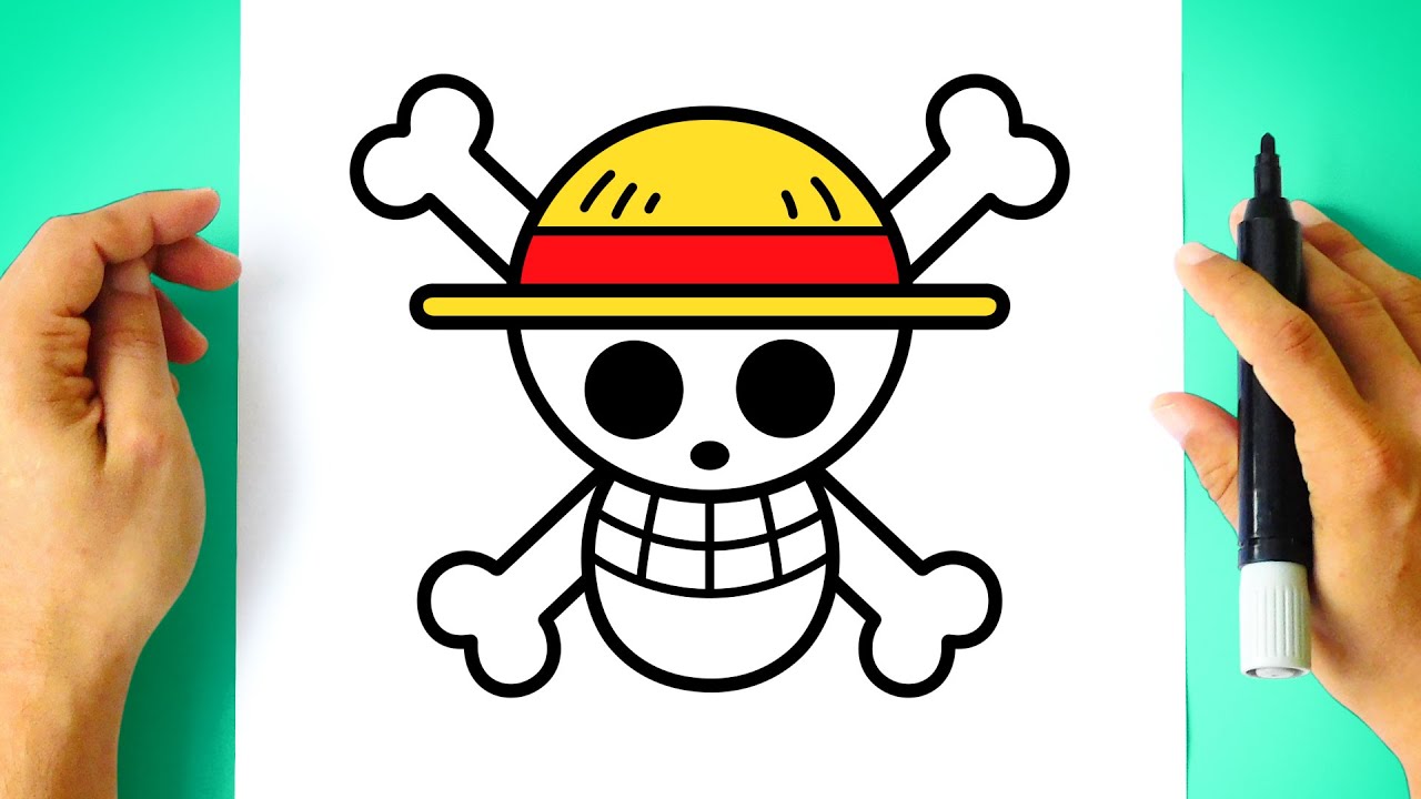 Como DESENHAR o LOGO do ONE PIECE - Cómo DIBUJAR la BANDERA de ONE PIECE - Monkey D Luffy
