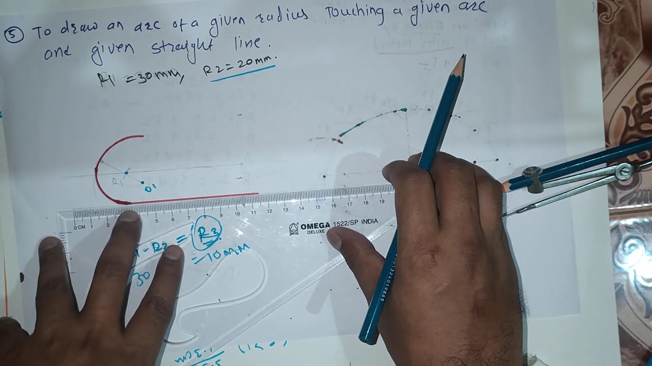 To draw an arc touching given arc and given straight line#automobile #mechanical