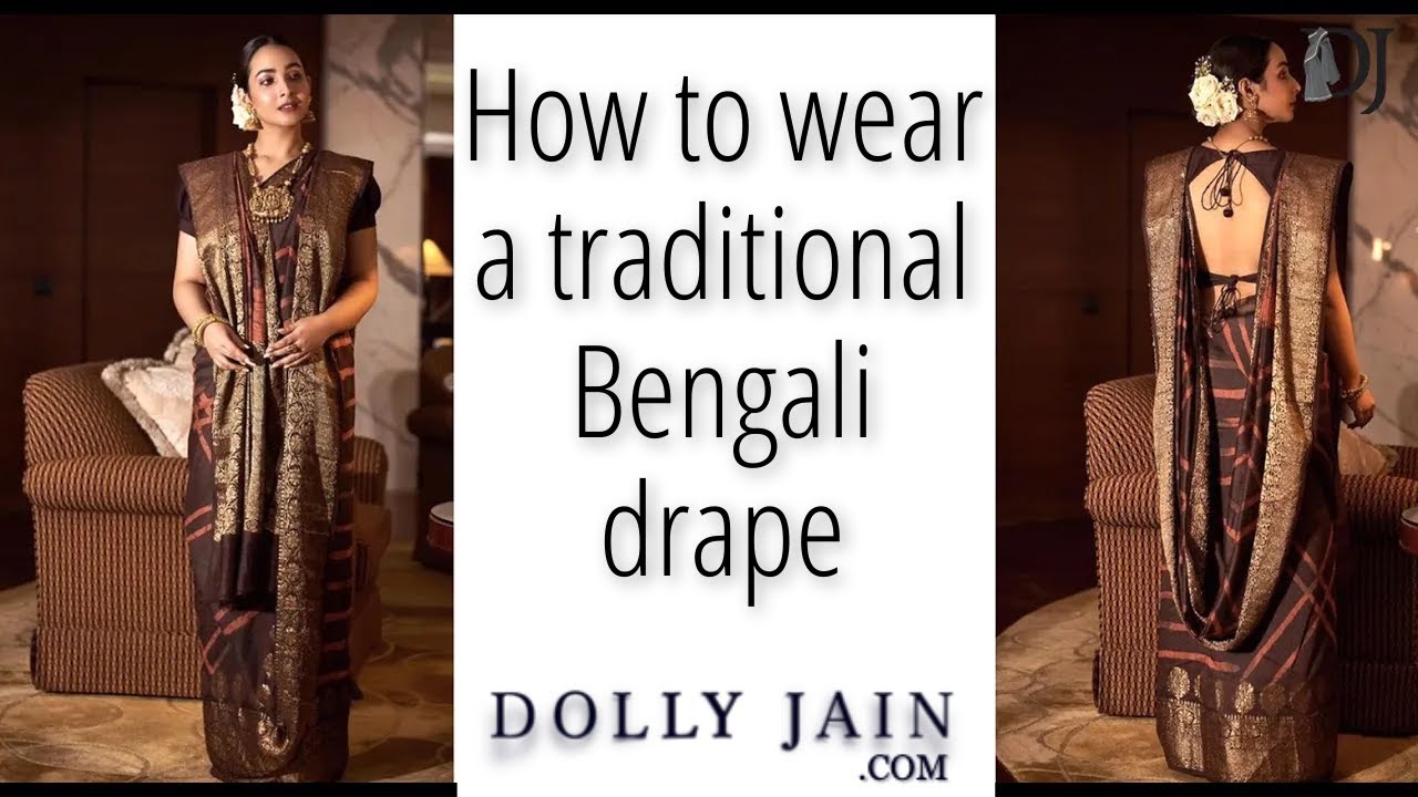 How to wear a traditional Bengali saree drape with the palla on head | Dolly Jain saree draping