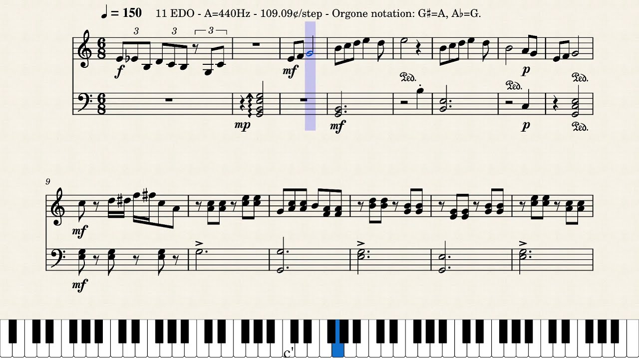 Divertimento in 11 tone Orgone (xenharmonic 11edo piano)
