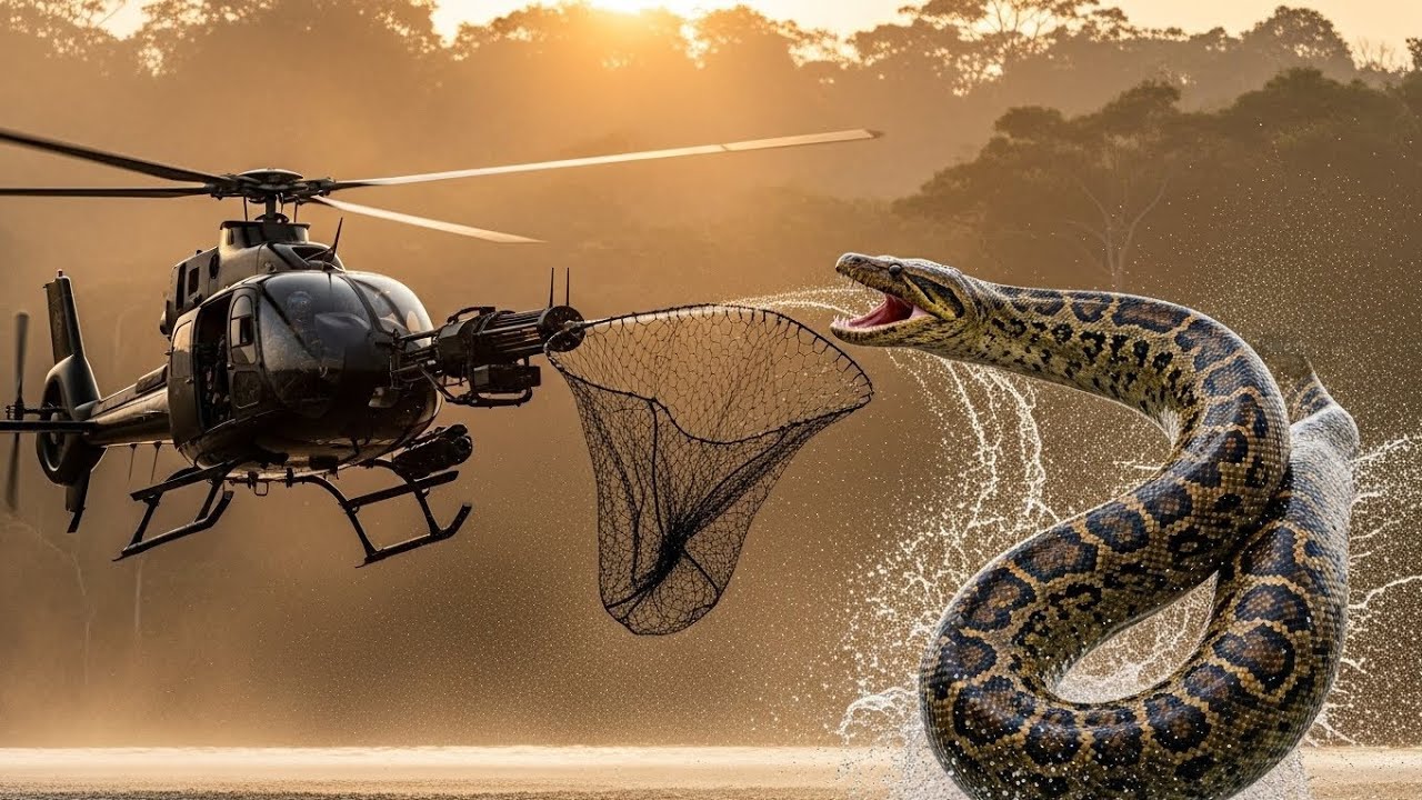 🐍 Giant Anaconda Picks Up Jeep on Jungle Highway 😱 | Epic Rescue by Helicopter 