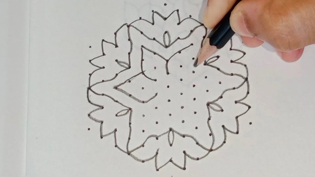 13*5dots rangoli|easy rangoli #rangoli #muggulu #song #art #kolam #kannada #viral #youtubeshorts