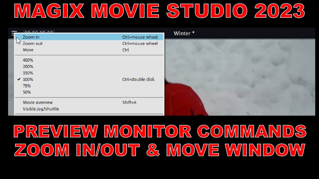 Tutorial 038 Preview Monitor Window Commands in Magix Movie Studio 2023