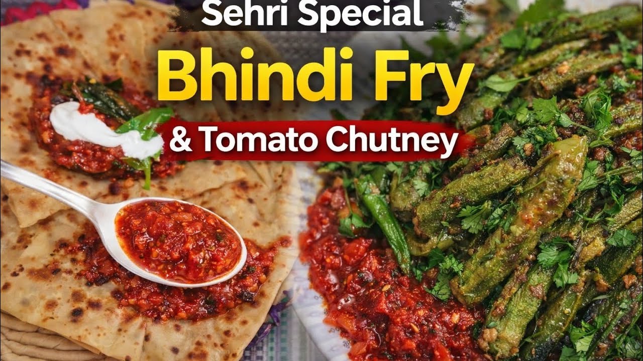 Crispy Bhindi Fry & Spicy Tomato Chutney | Easy Ramadan Sehri Menu