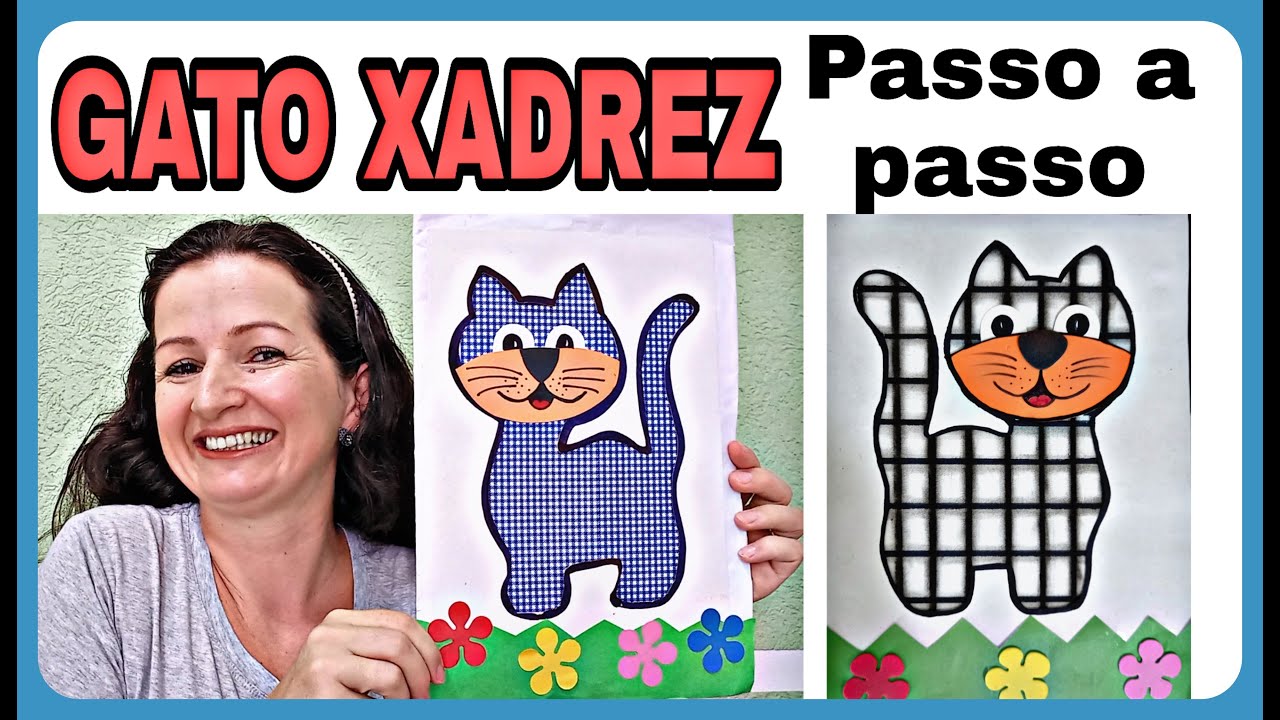 Passo a passo. GATO XADREZ. História no envelope. Moldes Gratuitos.