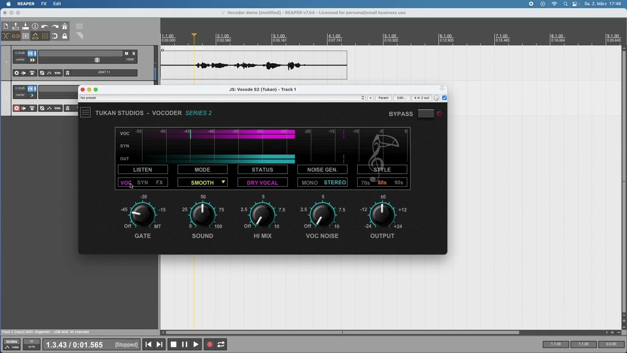 New Vocoder plugin (TUKAN SUDIOS)