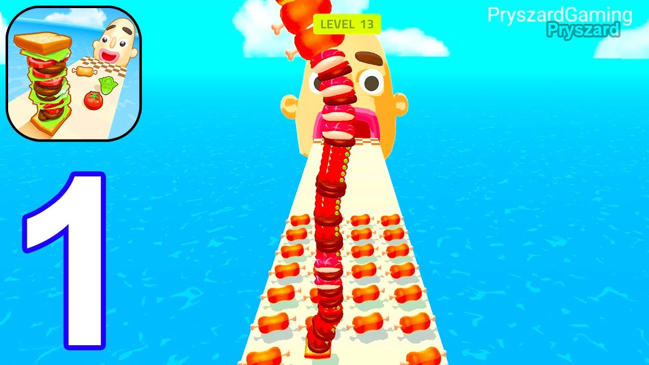 Sandwich Runner - Gameplay Walkthrough Part 1 Giga Spicy Double Meat & Special Beef Tomato Sushi