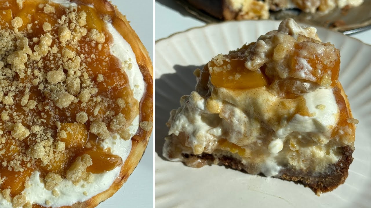 تشيزكيك المانجو اللي طعمه يجنن… كريمي وطري وبيدوب فى البق! | Mango Crumble Cheesecake