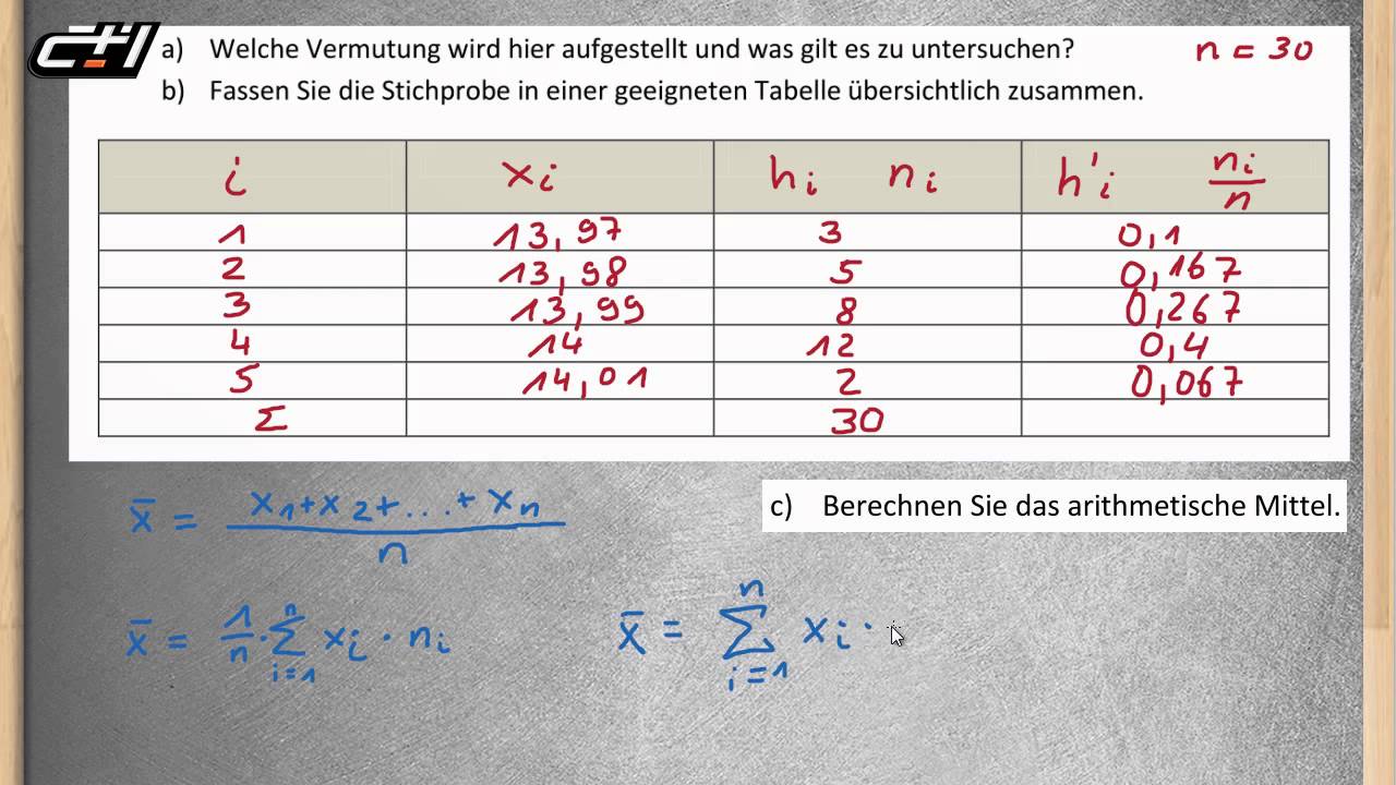 Lageparameter || Beschreibende Statistik  ★ Arithmetischer Mittelwert