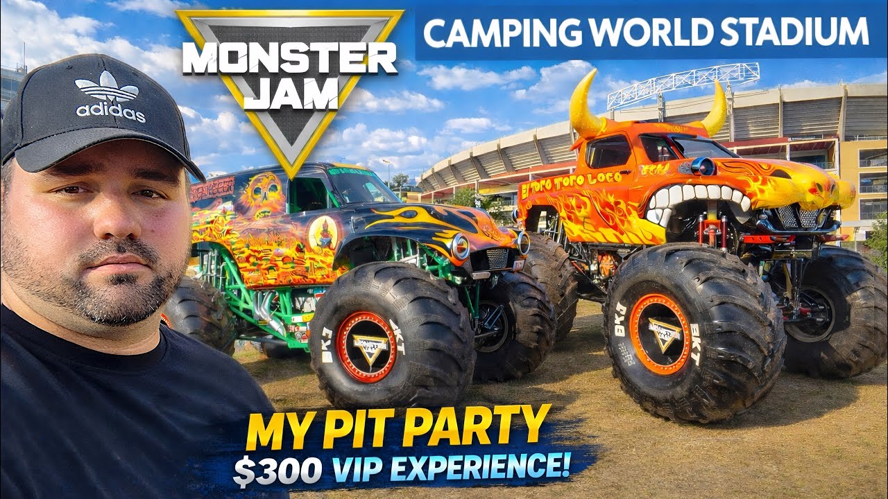 Monster Jam Orlando 2026 | Front Row Seats & Pit Party Experience at Camping World Stadium (Vlog) 