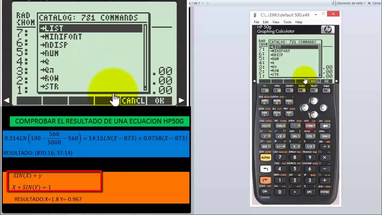 HP50G:VERIFICAR LA SOLUCION DE UNA ECUACION FACIL