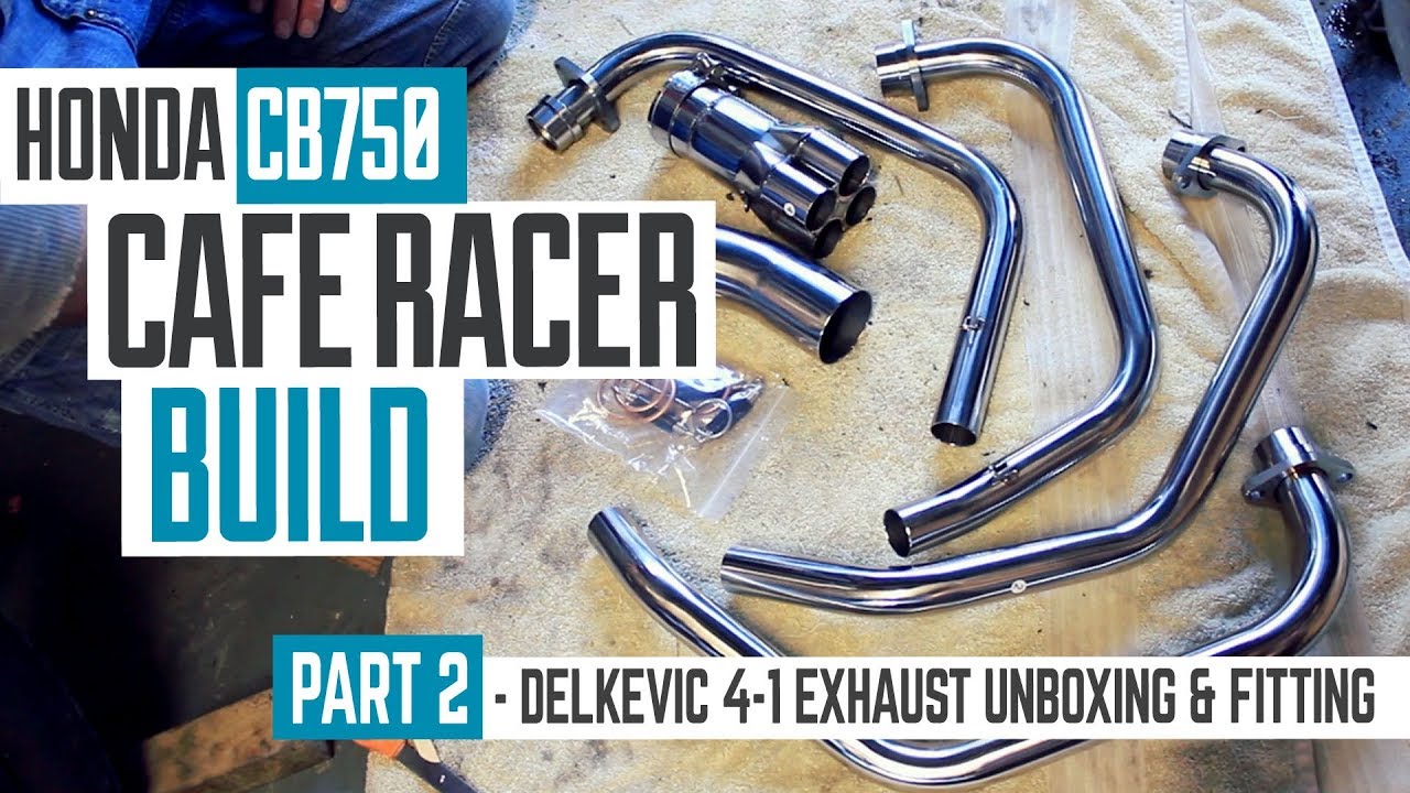 Honda CB750 Cafe Racer Part 2 - Delkevic 4-1 Exhaust system unboxing & fitting