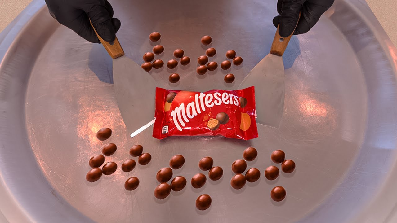 ASMR Maltesers Ice Cream Rolls | Maltesers Chocolate Ice Cream Rolls - oddly satisfying video!
