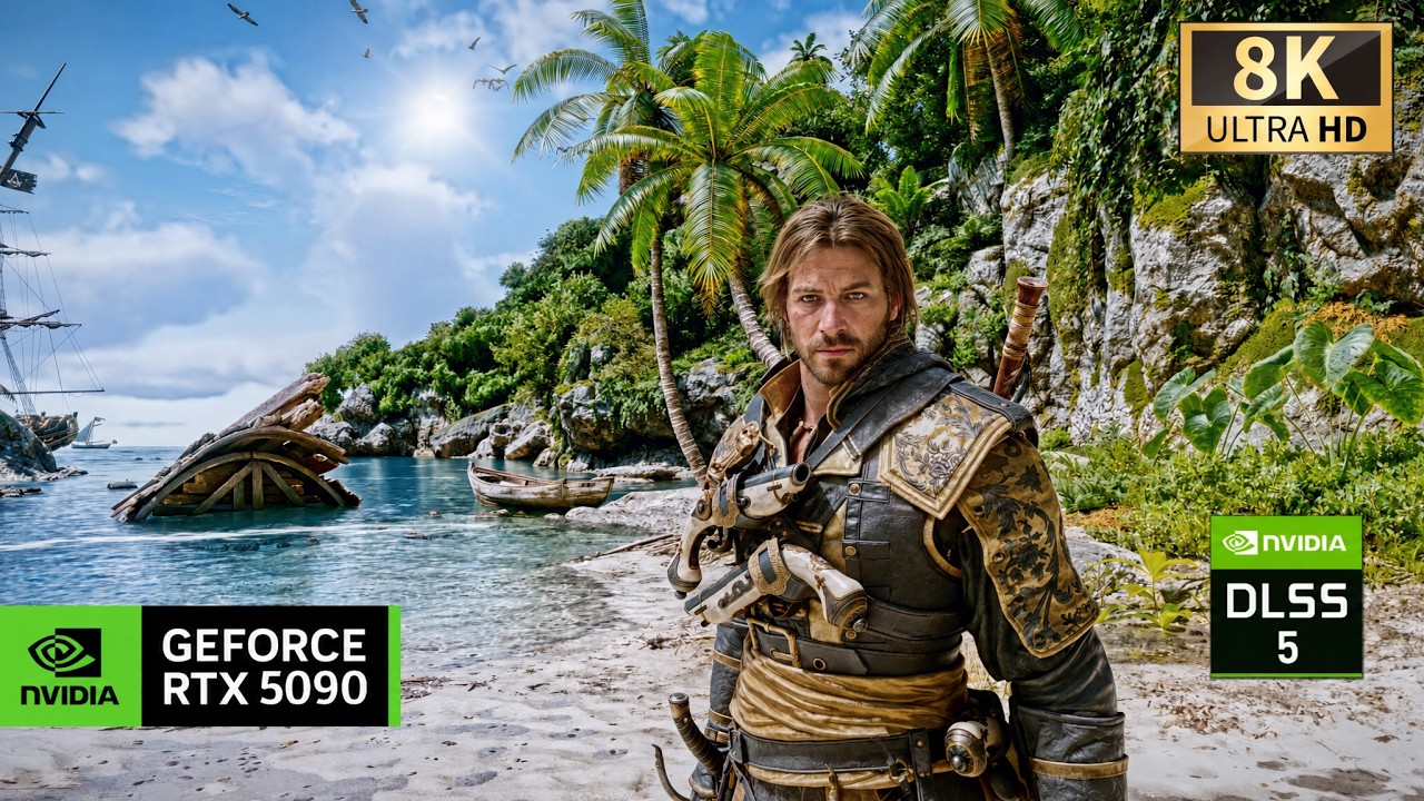 [8K] AC Black Flag Resynced RTX 5090 | DLSS 5 + Reshade Ray tracing | INSANE Realistic Graphics