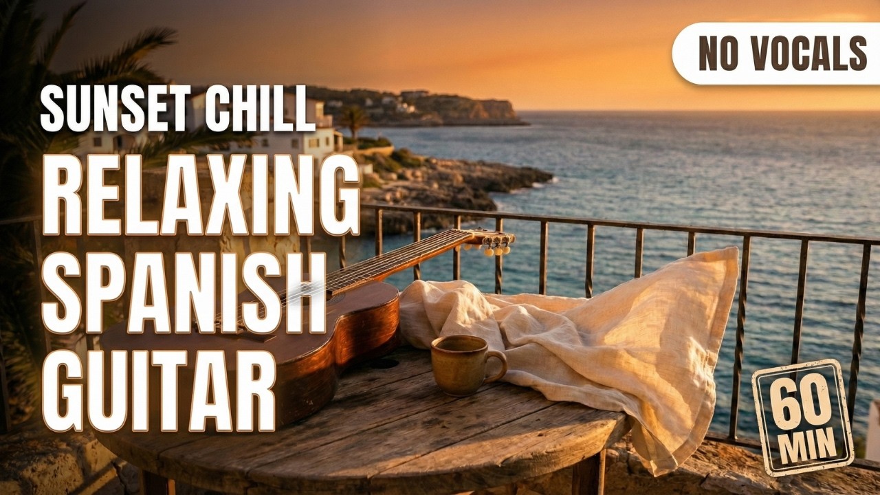 🌅 Spanish Coastal Chill (NO VOCALS) | 1 HOUR Nylon Guitar & Ocean Breeze | Relax • Study • Sleep
