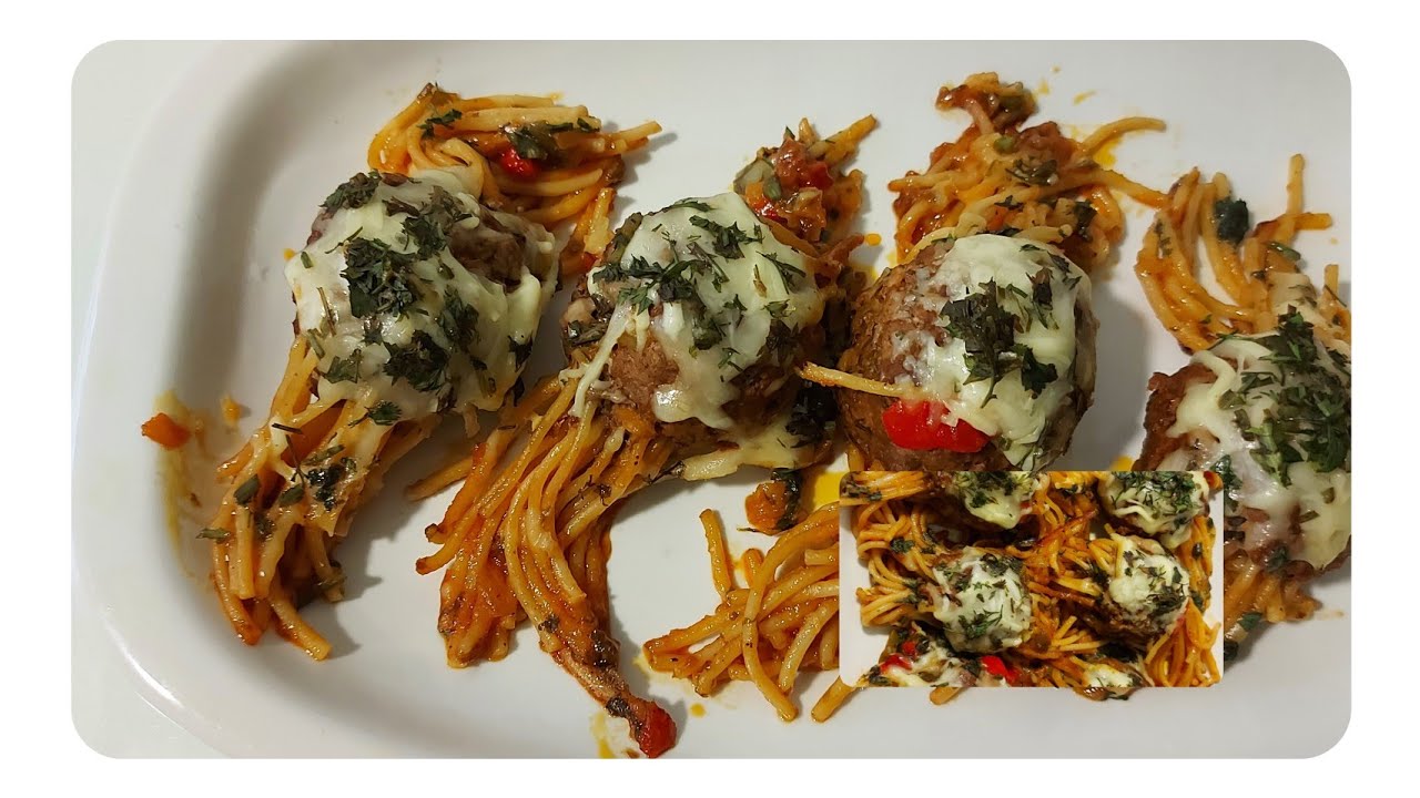 كفتة بسباكيتي مع صلصة واعرة carne picada con spagiti y salsa 😋 rico