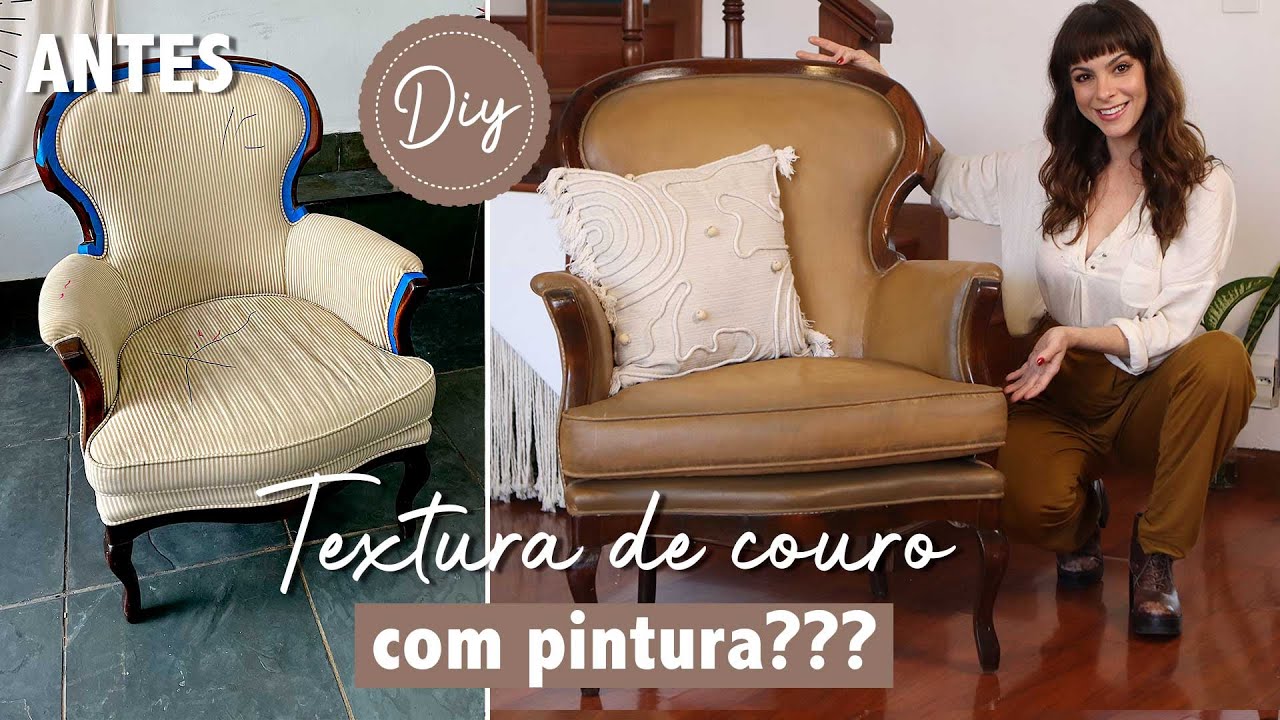 DIY Transforme Tecido em “Couro” com pintura? WHAAAT? p/ Repaginar móveis estofados!