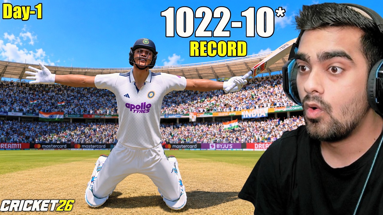 Record! India *1022-10* Vs Afghanistan Test Cricket 26 (Hard Day-1)