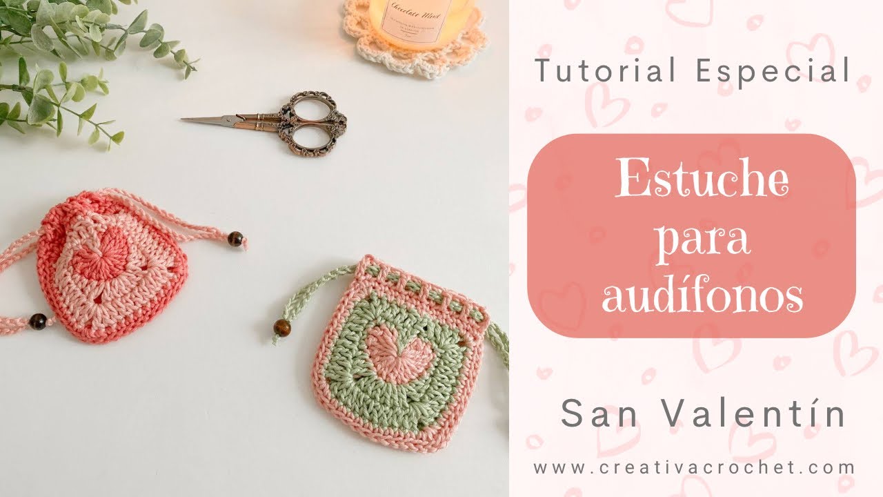 Estuche para Audífonos / Aurículares a Crochet y Granny de Corazón a Crochet