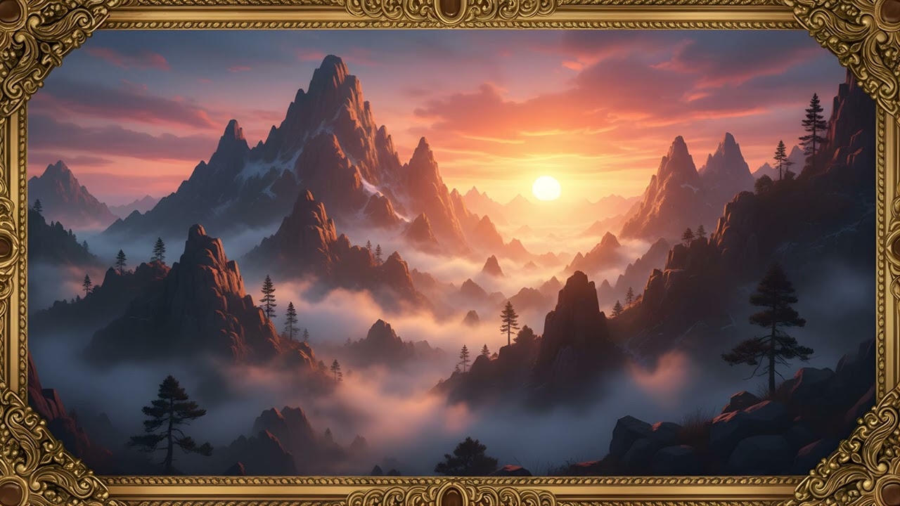 8K Ultra Realistic Mountain Sunrise Screensaver | 5 Hours Frame TV Feature of Nature Art