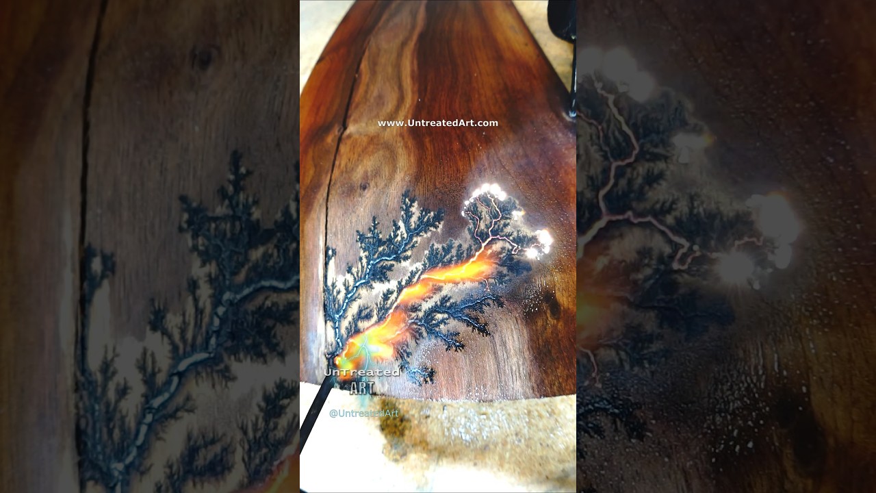 Burning rivers into live edge Walnut wood for resin pour