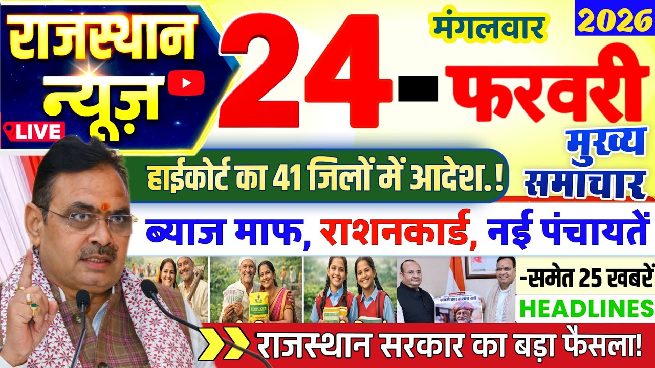 Rajasthan Today News | 24 फरवरी 2026 |राजस्थान आज के मुख्य समाचार | Rajsthan News