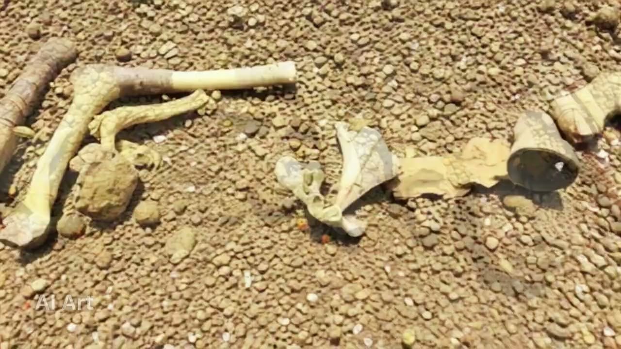 AI-Generated Stone Age Tools & Animal Bones Close-Up | Primitive Artifacts in Prehistoric Setting