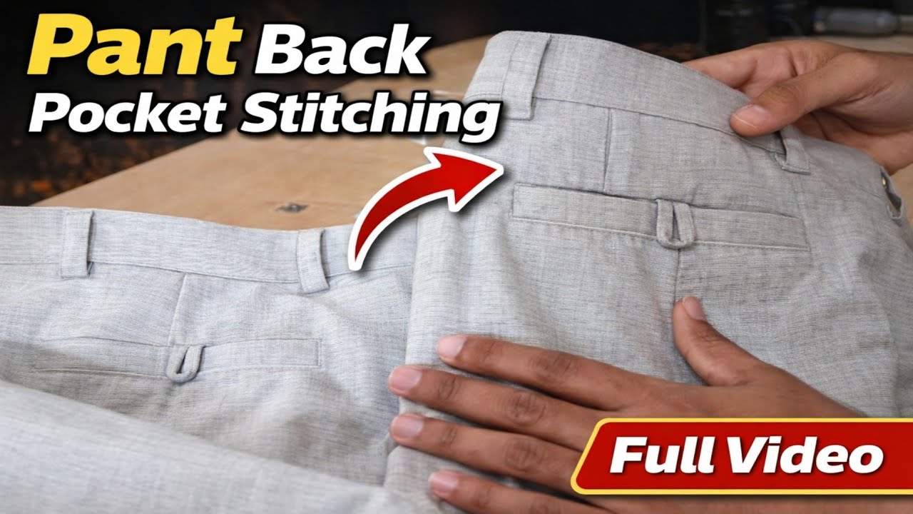 How to sew single welt pocket | pant back pocket stitching | bone pocket stitching