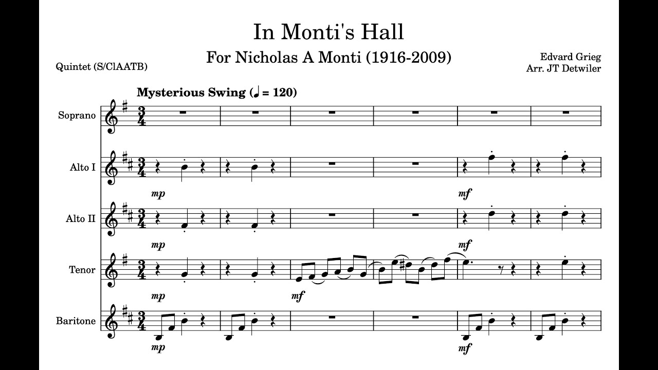 In Monti's Hall for Saxophone Quintet