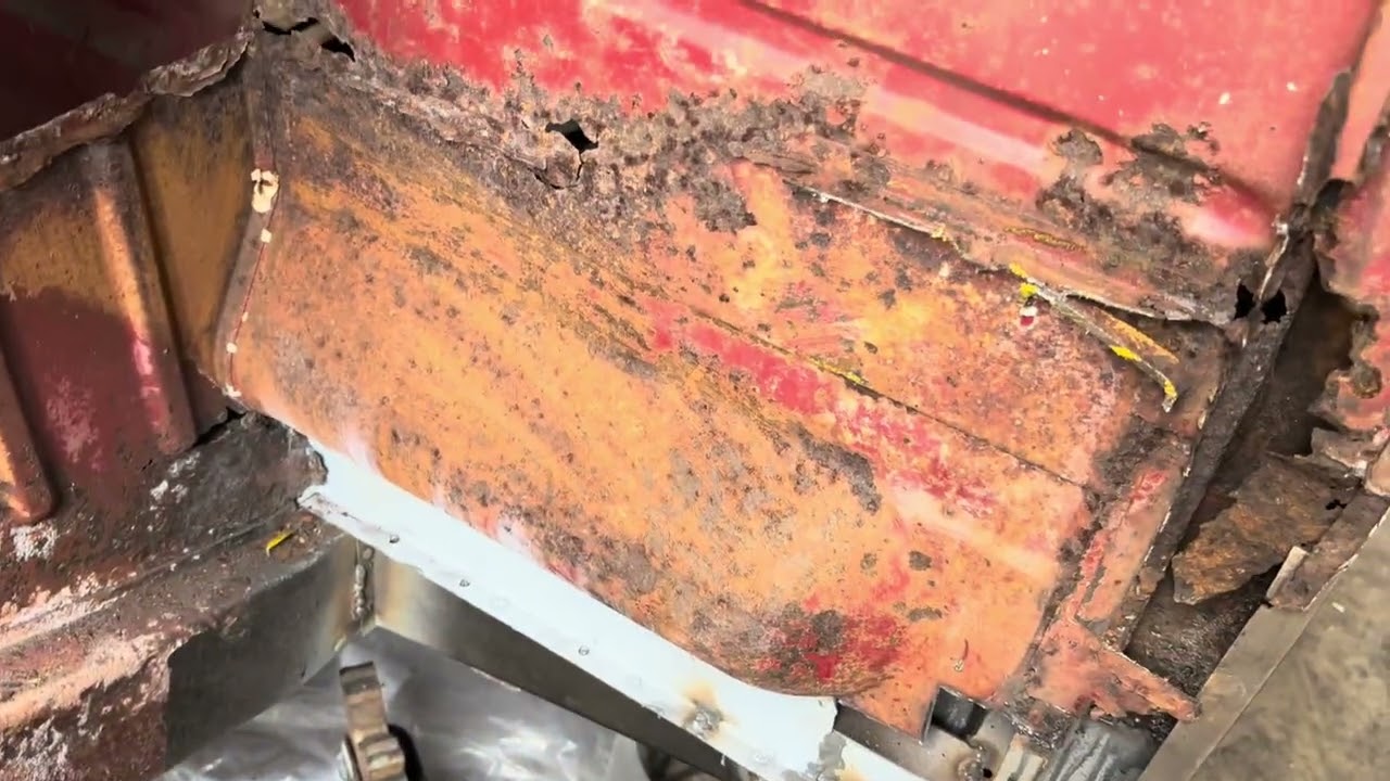 Rusty VW dogleg and seat pedestal 