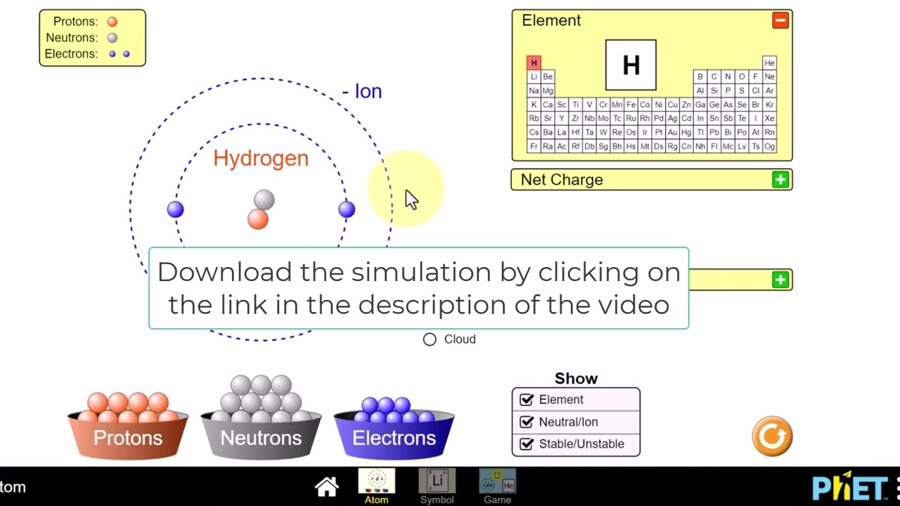 Создание симуляции атома с помощью PHET Simulation
