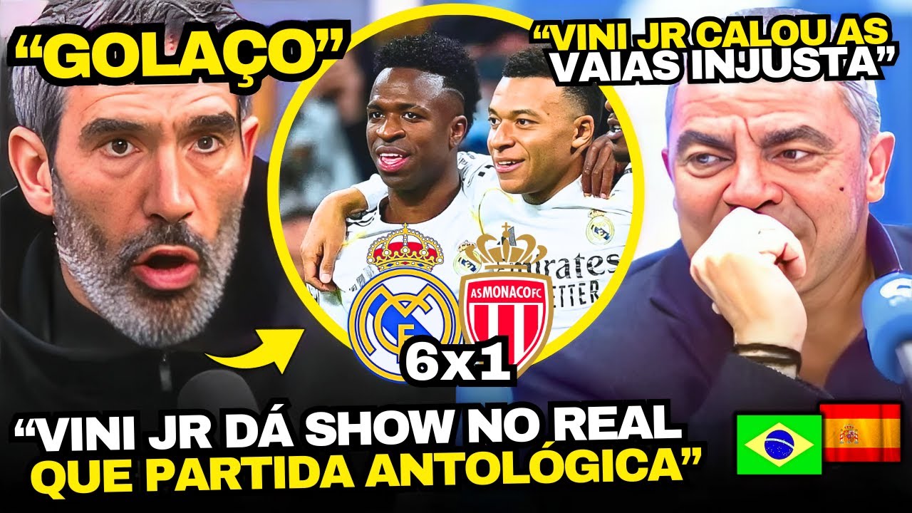 ESPANH&Oacute;IS EM CHOQUE COM SHOW DO VINICIUS JR NO REAL MADRID 6x1 M&Oacute;NACO