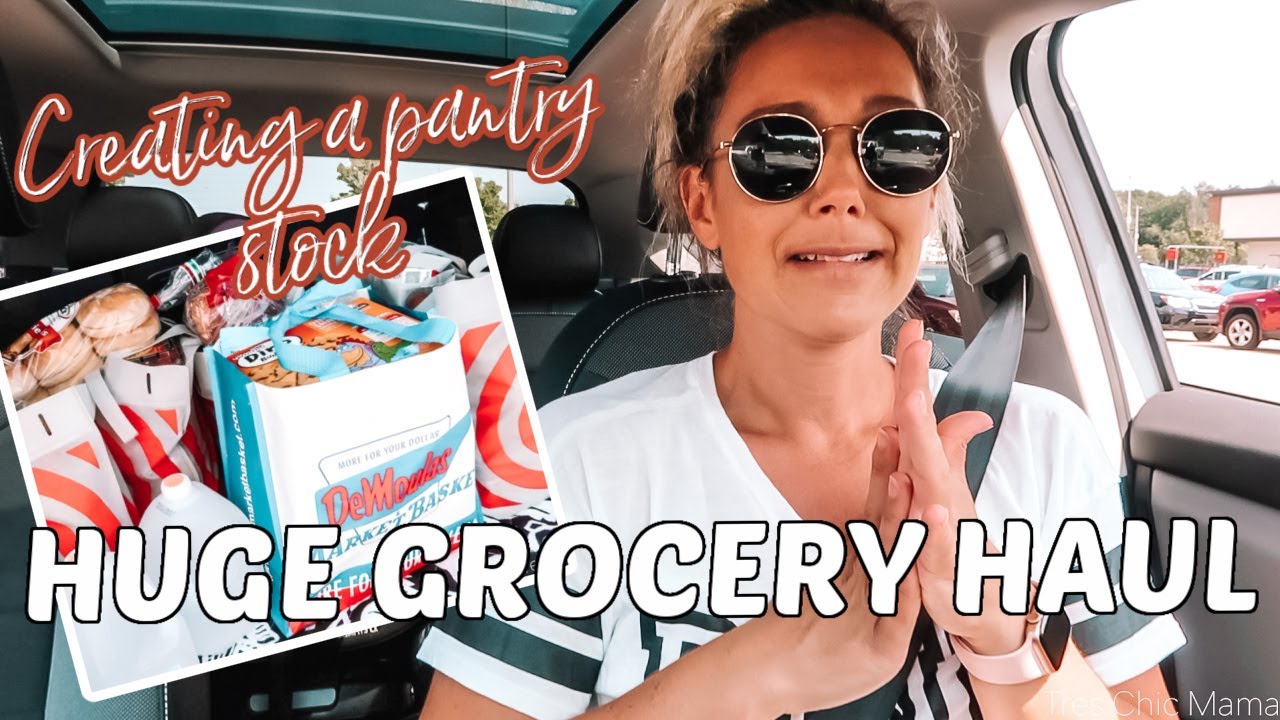 HUGE MARKET BASKET GROCERY HAUL FOR 2| CREATING A PANTRY STOCK| Grocery Haul 2021| Tres Chic Mama