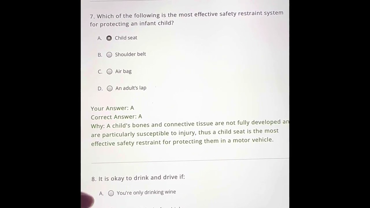 California Traffic school final exam answers