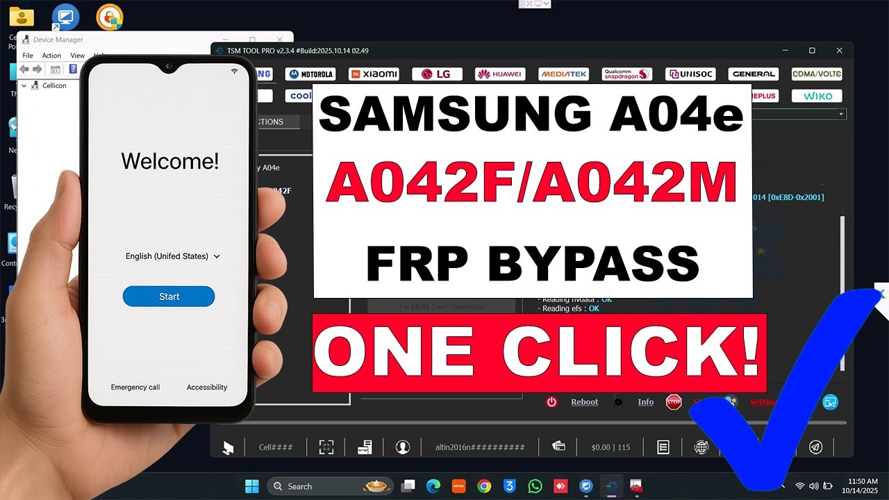 Удаление блокировки Google на Samsung Galaxy A04e (обход FRP A042F / A042M) с помощью инструмента...