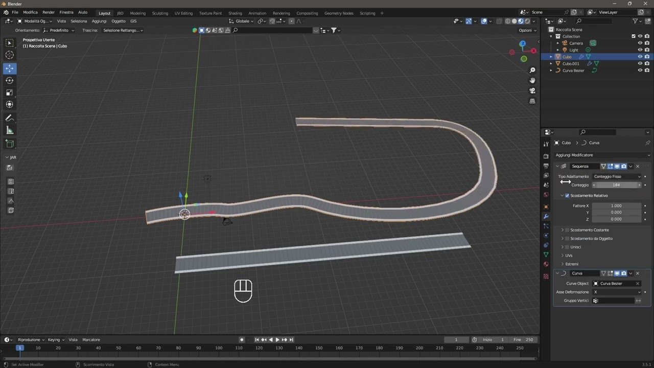 Videoguida - Creare Strada Curva o Dritta con Strumento Copia Serie e Estrusione su Percorso Blender
