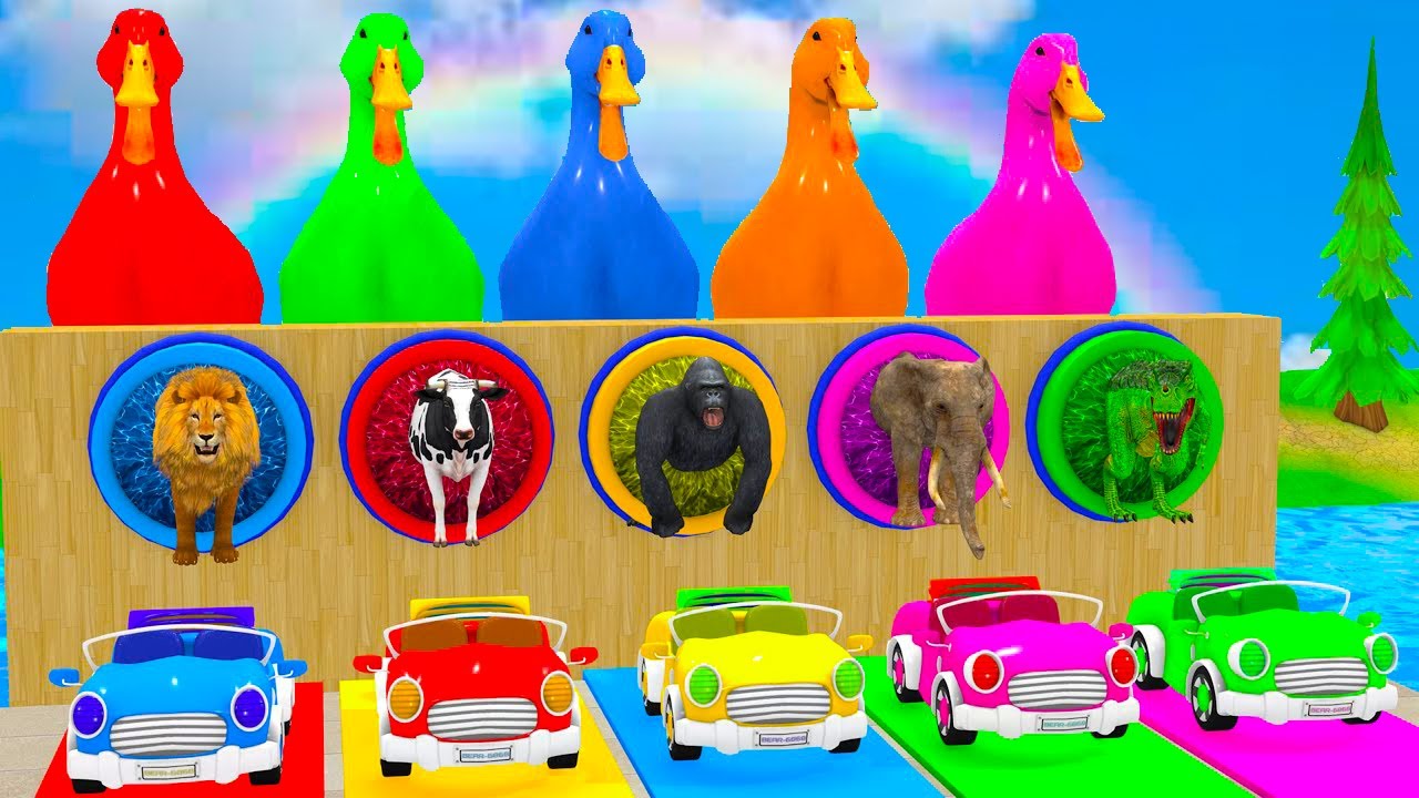 Long Slide Game Amazing Buffalo Dinosaurs Gorilla Hippopotamus Tiger 3d Animal Game Funny 3d Animals