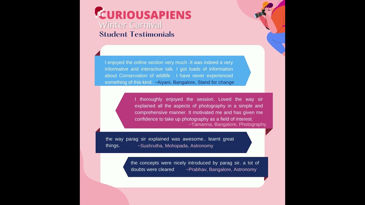 Student Testimonials for Curiousapiens Winter Carnival 2021