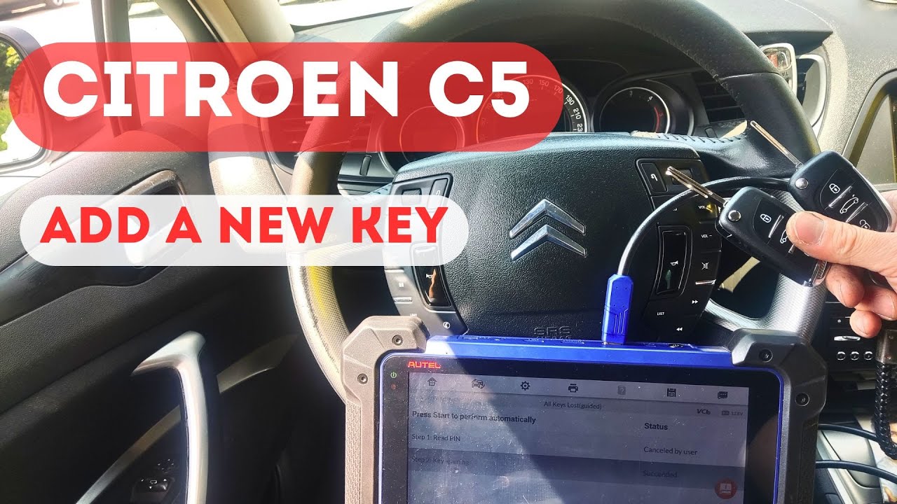 2008-2015 Citroen C5 key fob programming by Autel IM608. Citroen C5 add a new key. Instruction.