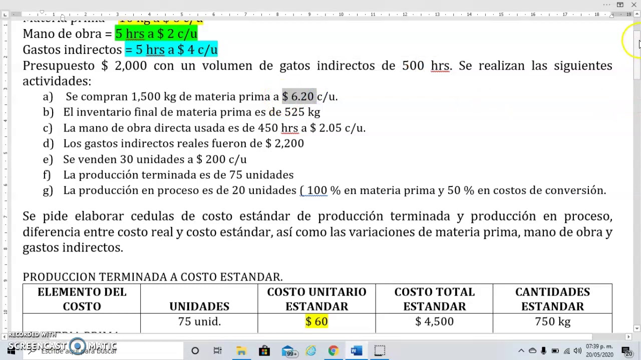 COSTEO ESTANDAR
