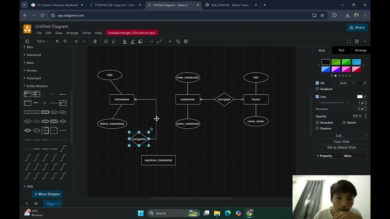 TUGAS 1 BASIS DATA ENTITY RELATIONSHIP DIAGRAM (ERD) UNIVERSITAS TERBUKA [SISTEM INFORMASI]