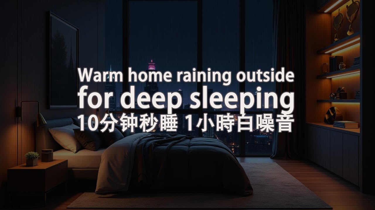 Warm home raining outside for deep sleeping 10分钟秒睡 1小時白噪音 深度睡眠 下雨的声音 温暖舒适的卧室 助眠疗愈冥想 缓解压力 消除疲惫 大自然的声音
