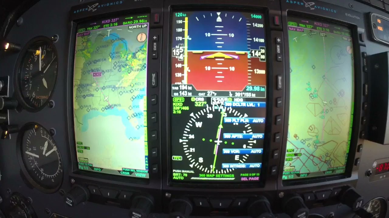 Aspen Pro 1000 PFD soft key menus and options