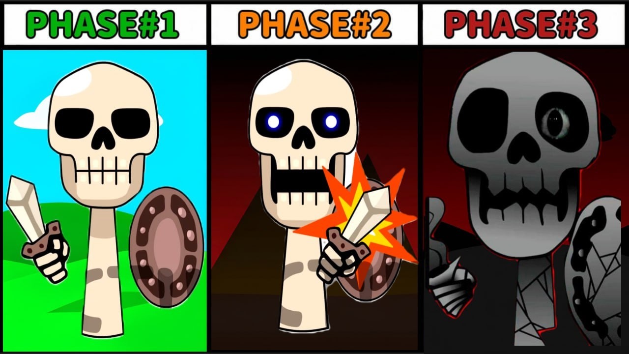 All Phases in New Incredibox Sprunki OC RAAAH! Skeleton Banging Shield Phase 1 to Phase 3
