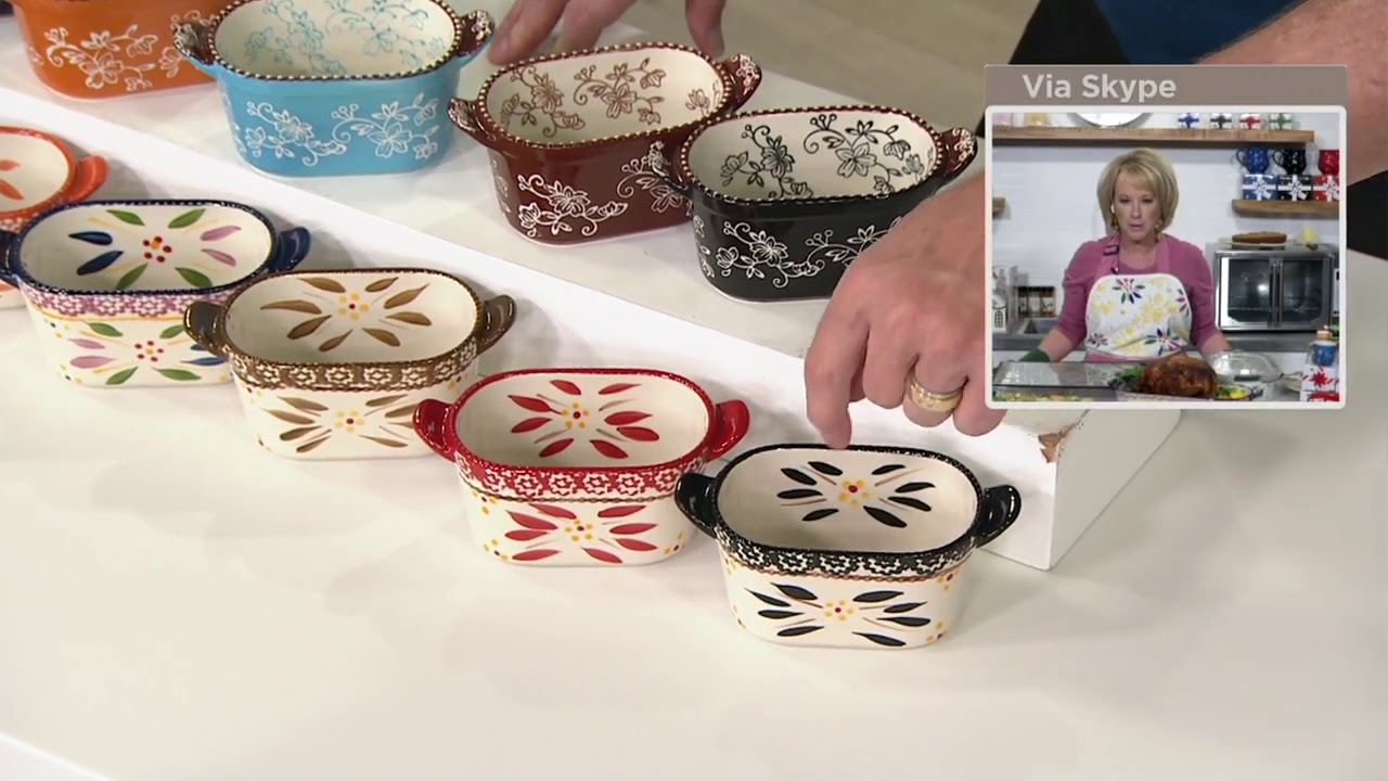 Temp-tations Old World or Floral Lace 6-Piece Squoval Baking Set on QVC