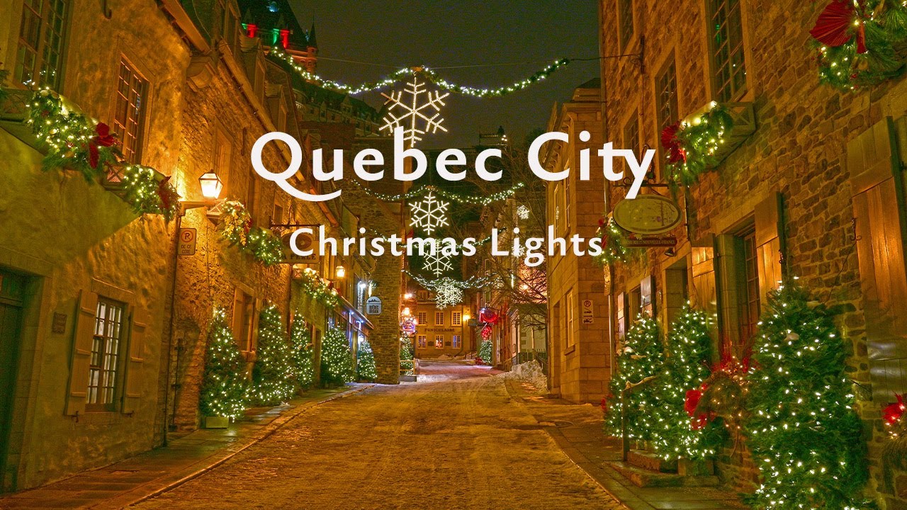 4K🇨🇦 Quebec City Christmas Lights the prettiest town  in Canada/walking on Rue du Petit Champlain